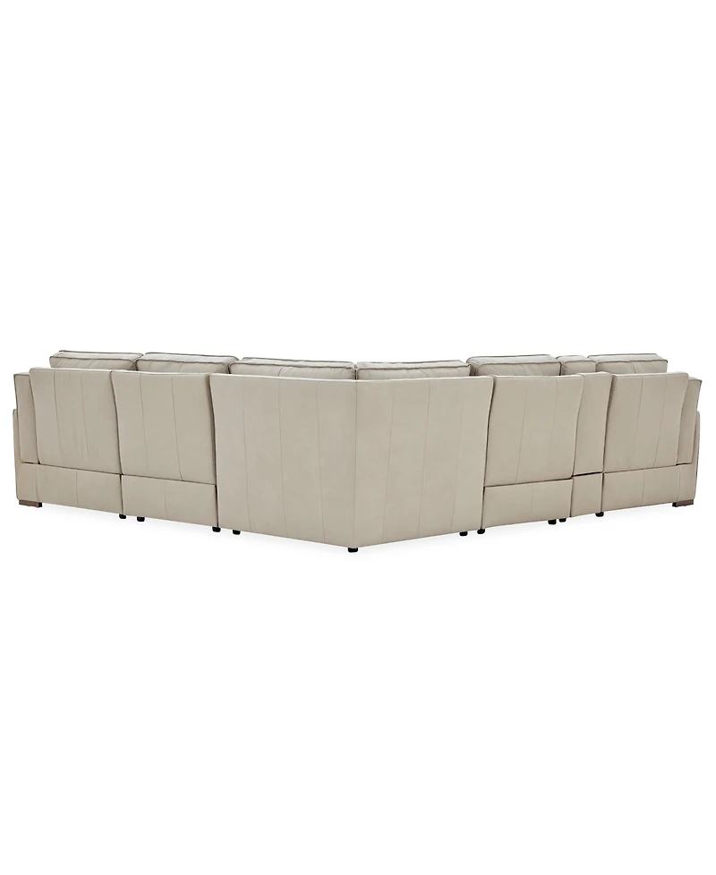 Aspen 3 Pm 6-Piece Leather L Sectional Sofa Set (Laf Recliner, Raf Console, Corner, 2 Armless Chair), Macy's Exclusive