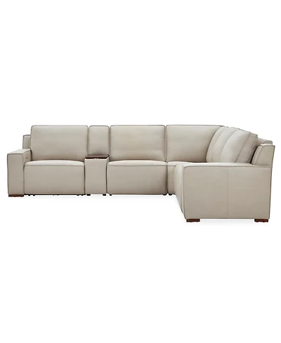 Aspen 3 Pm 6-Piece Leather L Sectional Sofa Set (Laf Recliner, Raf Console, Corner, 2 Armless Chair), Macy's Exclusive