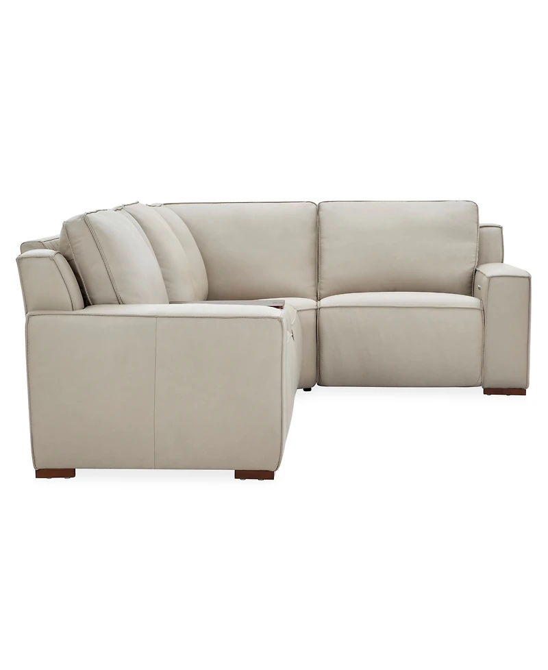 Aspen 2PM 5-Piece Leather Sectional Sofa Set (Laf Recliner, Raf Armless Chair, Console, Corner), Macy's Exclusive