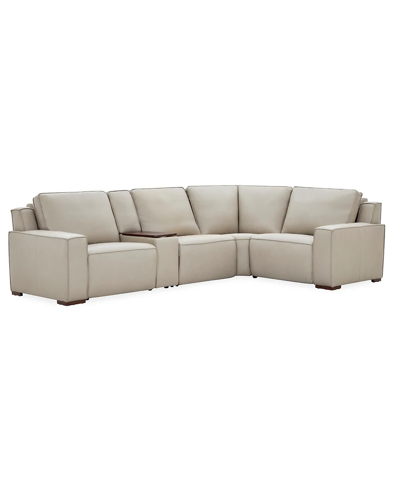 Aspen 3PM 5-Piece Leather Sectional Sofa Set (Laf Recliner, Raf Armless Console, Corner), Macy's Exclusive