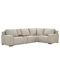 Aspen 3PM 5-Piece Leather Sectional Sofa Set (Laf Recliner, Raf Armless Console, Corner), Macy's Exclusive