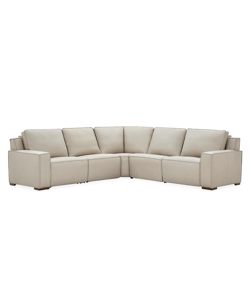 Aspen 2PM 5-Piece Leather L Sectional Sofa Set (Laf Recliner, Raf 2 Armless Chair, Corner), Macy's Exclusive