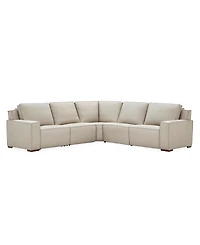 Aspen 2PM 5-Piece Leather L Sectional Sofa Set (Laf Recliner, Raf 2 Armless Chair, Corner), Macy's Exclusive
