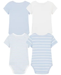 Tommy Hilfiger Baby Boys' Logo and Stripe Print Short-Sleeve Bodysuits, 4-Pack