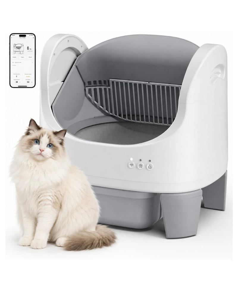 Cumrige Automatic Self-Cleaning Cat Litter Box with App Control, Open-Top Design, Safety Sensors, Quiet Operation