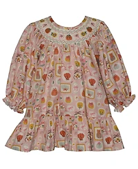 Bonnie Baby Girls' Smocked Pumpkins Long-Sleeve Dress and Diaper Cover, 2-Piece set