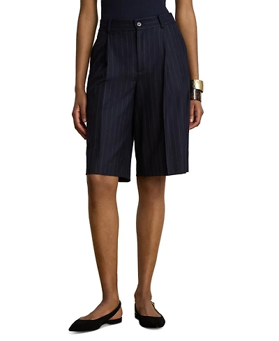 Lauren Ralph Women's Pinstripe Wool-Blend Twill Bermuda Shorts, 12" Inseam