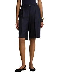 Lauren Ralph Women's Pinstripe Wool-Blend Twill Bermuda Shorts, 12" Inseam