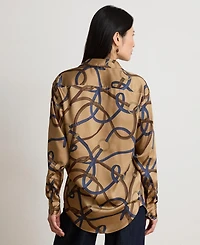 Lauren Ralph Women's Belting Print Collared Shirt