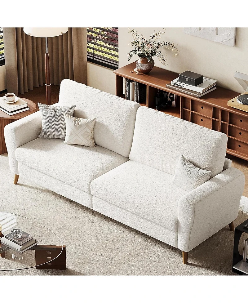 gaomon 84" Sofa, 3 Seater Couch for Living Room, Modern Loveseat, Boucle Sofa with Deep Seats and Wide Armrests, Wood Legs, Easy Assembly