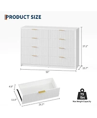 gaomon 8-Drawer Fluted Dresser, Wood Storage Organizer with 9 Drawers, Large Capacity and Anti-Tip, Entryway