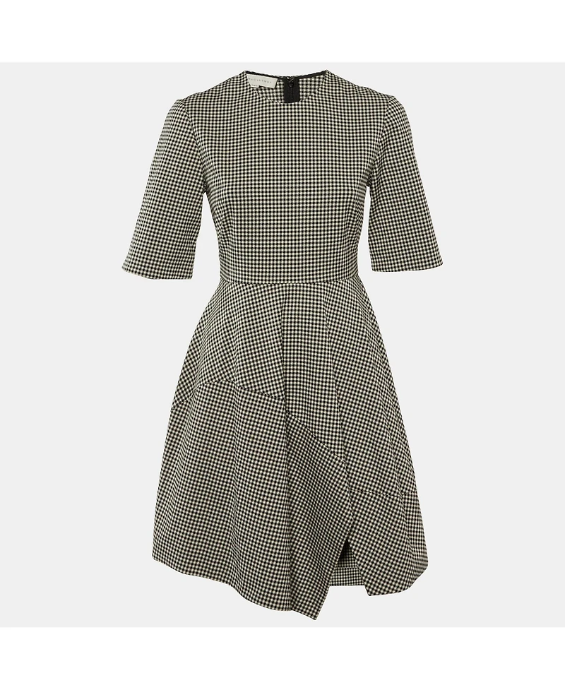 Pre-Owned Stella Mccartney Women's Houndstooth Pattern Cotton Asymmetrical Dress