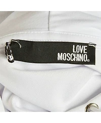 Pre-Owned Love Moschino Women's Logo Print Cotton Knit Hooded Sweatshirt Dress