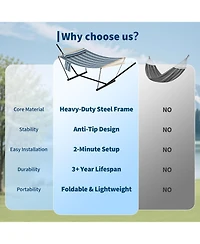 gaomon Outdoor Double Hammock with Heavy Duty Adjustable Steel Stand
