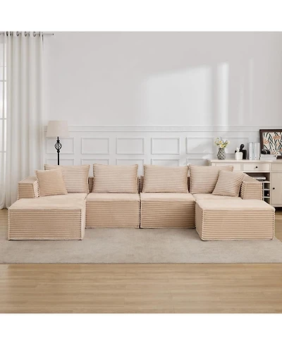 gaomon Modular Sectional Sofa, Cloud Sectional Couch with Deep Seat, Modern Modular U-Shape Sofa Couch with Ottomans