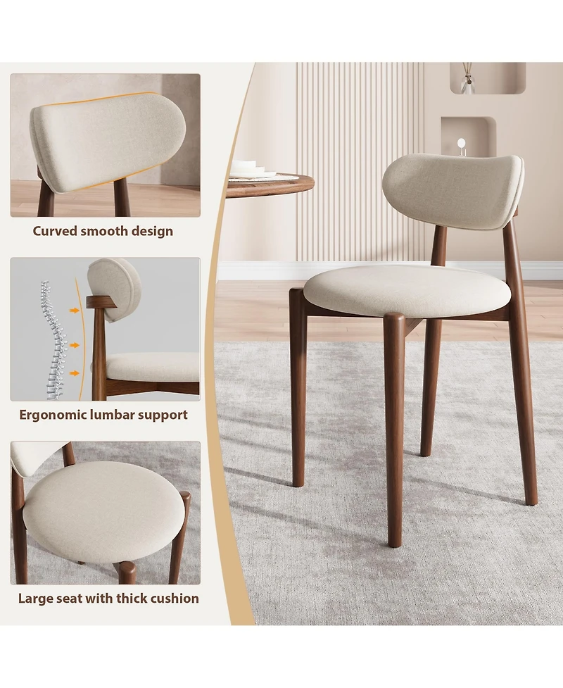 gaomon Wooden Dining Chairs Set of 6 - Modern Fabric Upholstered Kitchen with Wood Legs, Farmhouse Side for Room Vanity