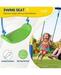 Zeny 5-in-1 Kids Swing Set with Saucer Swing, Belt Swing, Basketball Hoop , Heavy Duty Metal Frame Backyard Playground for Toddlers and Kids