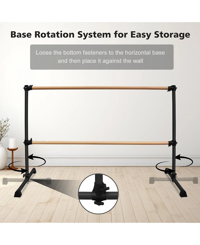 Zeny Solid Wood Ballet Barre With Adjustable Range For Dance Practice