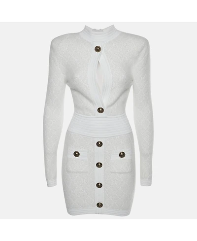 Pre-Owned Balmain Women's Knit Mohair Blend Bodycon Mini Dress