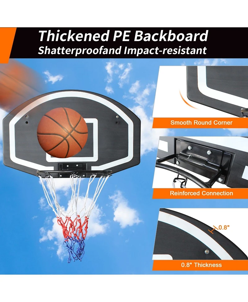 Zeny Wall-mounted basketball hoop, shatterproof back, folding hoop, durable hoop and all-weather mesh for indoor and outdoor use