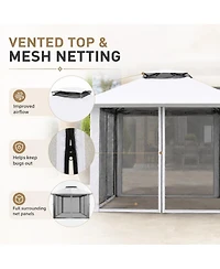 gaomon 10x10 Feet Outdoor Gazebo with Mesh Netting - Metal Frame Patio Canopy, Open Shelter for Garden, Backyard and Patio, 100 Sq Ft