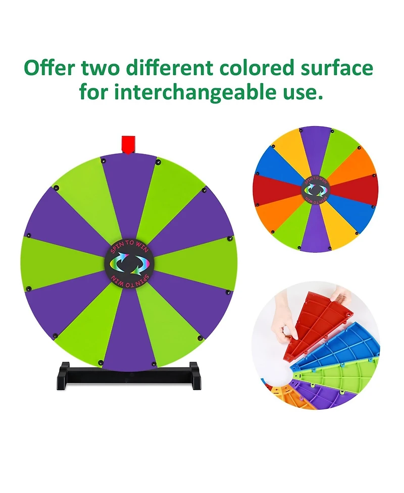 WinSpin 24" Display Prize Wheel and Diy Tabletop 12 Slots Modular Custom Spinning Wheel for Pop Up Trade Show