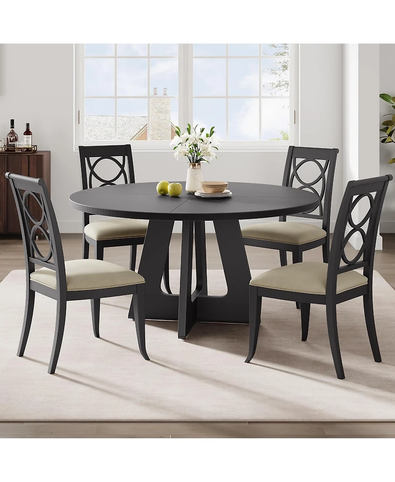 gaomon Modern Round Dining Table, Mid-Century Wood Kitchen Table with Natural Legs, Circle Room for 4-6 Persons
