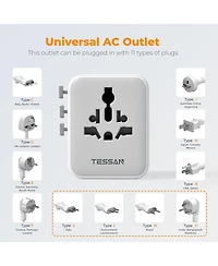 Tessan 28W Universal Travel Adapter, Worldwide Plug, 3 Usb-c & 2 Usb-a Ports for Us, Europe, Uk, Italy and Ireland