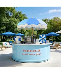 WinSpin 24" Modular Prize Wheel Tabletop with Palm Springs Fringe Umbrella for Outdoor Pop-up Shop Craft Booth