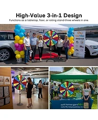 WinSpin 36" 3in1 Prize Wheel with Mobile Base Spinning Raffle Trade Show Market