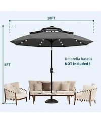 gaomon 3-Tier Solar Patio Umbrella, Vented Canopy, Easy Crank and Tilt, 8 Reinforced Ribs - Outdoor Market Parasol for Garden, Deck - 10feet