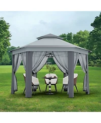 gaomon Hexagonal Pop-Up Gazebo with Mesh Walls, Adjustable Height and Carry Bag for Backyard, Garden and Patio