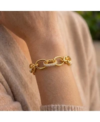 Rachel Glauber 14k Gold Plated with Cubic Zirconia Tubular Cable Link Love Knot Bracelet