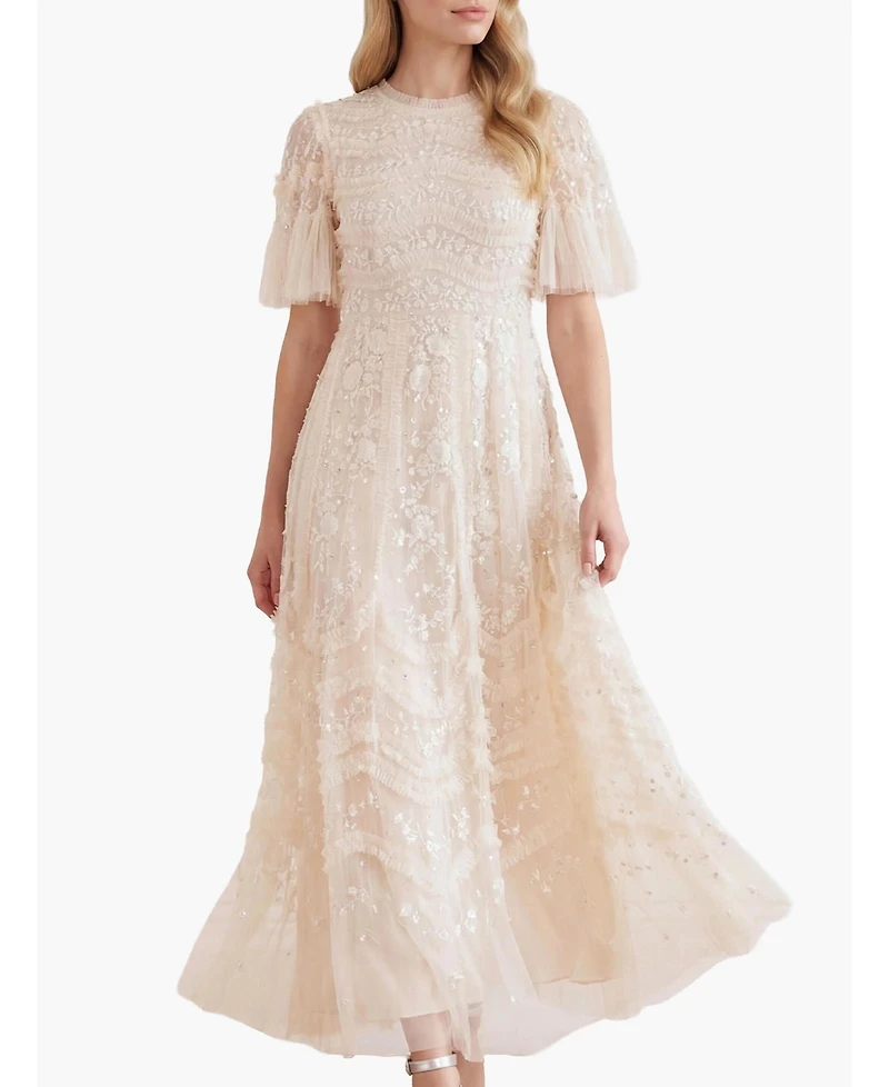 Needle & Thread Women's Gianna Ruffle Short Sleeve Maxi Gown