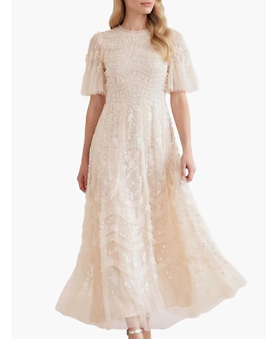 Needle & Thread Women's Gianna Ruffle Short Sleeve Maxi Gown