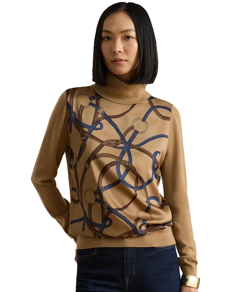 Lauren Ralph Women's Belting-Print Turtleneck Sweater