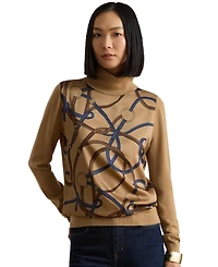 Lauren Ralph Women's Belting-Print Turtleneck Sweater