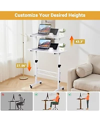 gaomon Mobile Standing Desk, Height Adjustable Sit-Stand Table, Rolling Portable Computer Workstation for Home Office
