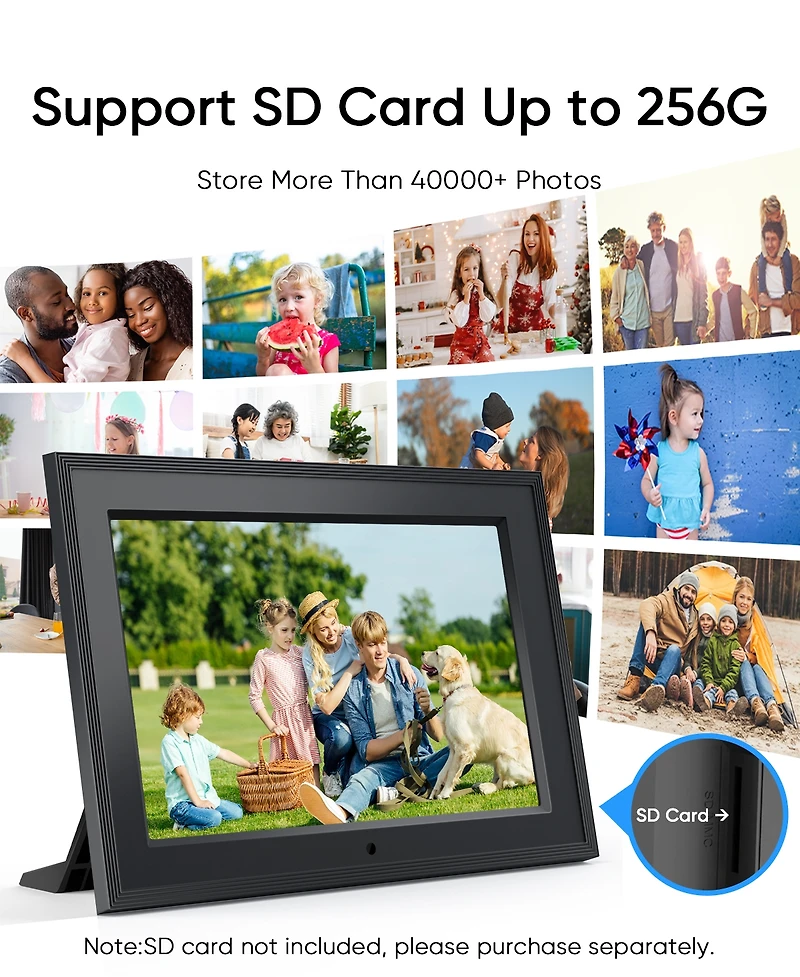 Eco4Life 7-Inch WiFi Ips Digital Picture Frame App-Controlled, Gift For Family and Parents Friends
