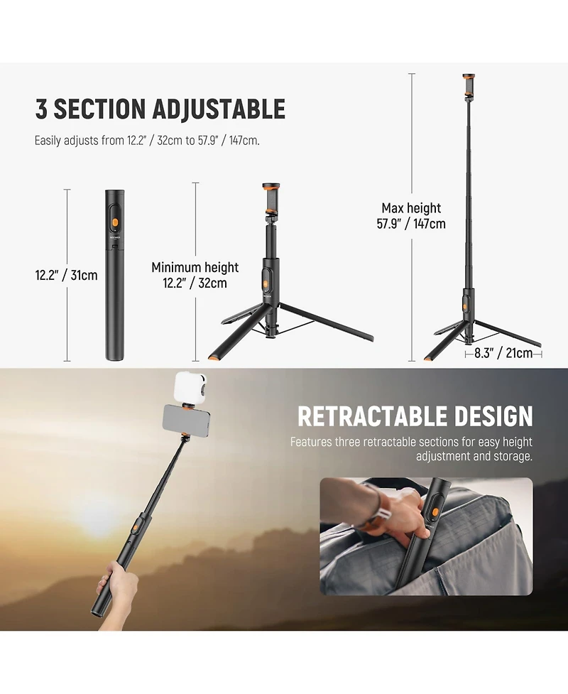Neewer PA992 Camera Tripod for select iPhone and Android mobile devices