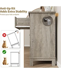homfan 6 Drawer Dresser for Bedroom Classic Wide Wooden Chest, Freestanding Farmhouse Storage for Closet Nursery Living Room Entryway