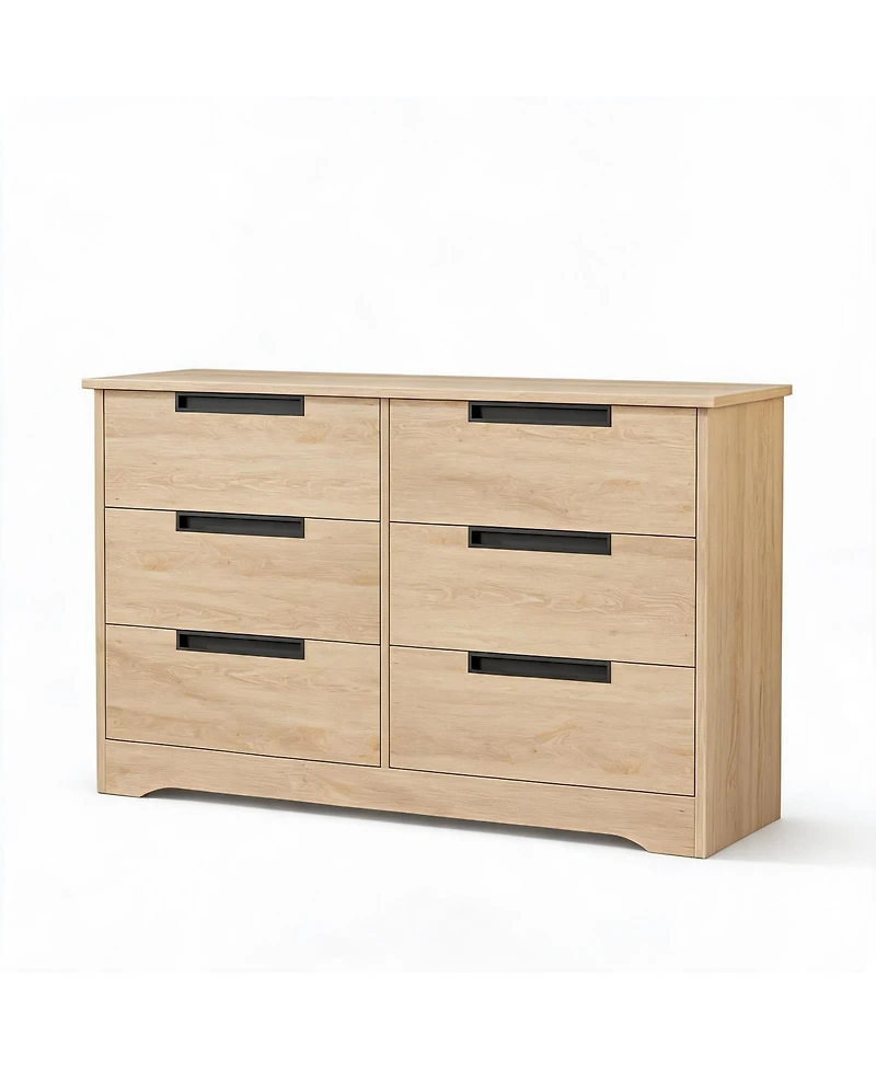homfan 6 Drawer Dresser for Bedroom Modern Closet Dresser Organizer with Embedded Handles, Wooden Chest of Drawers for Living Room,Nursery and Hallway