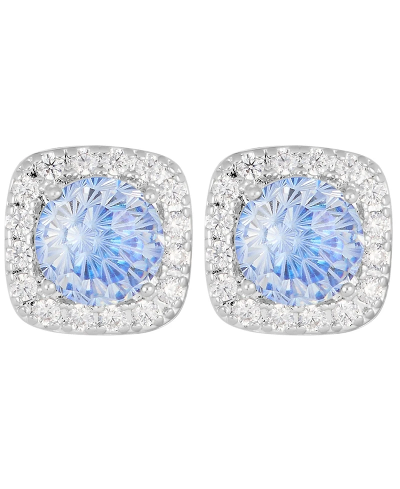 Macy's Sterling Silver Starlight Cubic Zirconia Cushion Halo Stud Earrings