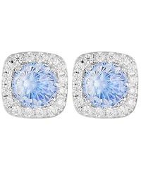 Macy's Sterling Silver Starlight Cubic Zirconia Cushion Halo Stud Earrings