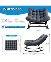 homfan Outdoor Rocking Chair – Papasan Rocking Chair with Removable Cushion, Oversized Rocking Chair for Outside, Balcony, Living Room or Porch