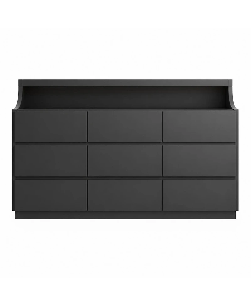 homfan 59" 9-Drawer Dresser – Led Lights and Large Storage Drawers, Modern Chest with Anti-Tipping for Bedroom or Living Room
