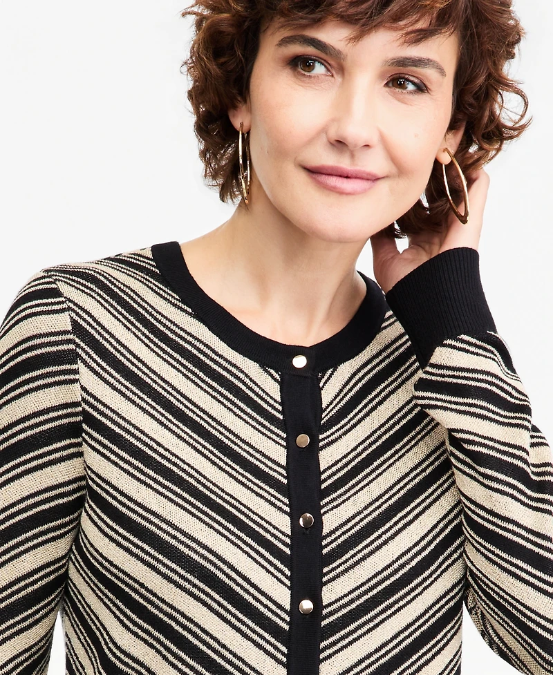 Jm Collection Women's Lurex Stripe Long-Sleeve Cardigan, Macy's Exclusive