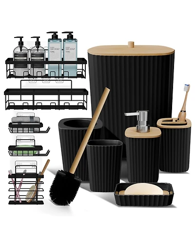 Clara Clark Modern Complete Bathroom Decor and Shower Caddy Set