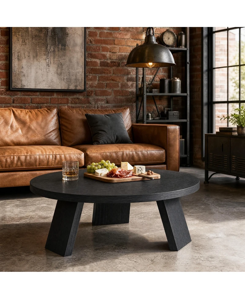 gaomon Round Wood Coffee Tables for Living Room,Circle Coffee Table,for Apartment