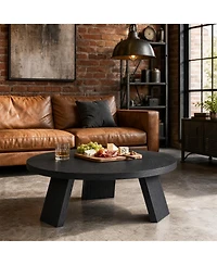 gaomon Round Wood Coffee Tables for Living Room,Circle Coffee Table,for Apartment